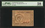 CC-18. Continental Currency. November 29, 1775. $8. PMG Choice About Uncirculated 58.