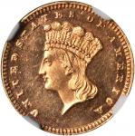 1877 Gold Dollar. MS-63 PL (NGC).