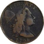 1794 Liberty Cap Cent. S-35. Rarity-5. Head of 1794. VG-8 (PCGS).