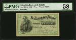 COLOMBIA. Banco del Estado. 1 Peso, 1900. P-S504r. Remainder. PMG Choice About Uncirculated 58.