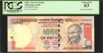2006年印度储备银行1000卢比。PCGS Currency Choice New 63.