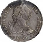 CHILE. 8 Reales, 1781-So DA. Santiago Mint. Charles III. NGC VF-35.