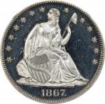 1867 Liberty Seated Half Dollar. Proof-66 Ultra Cameo (NGC).