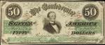 T-16. Confederate Currency. 1861 $50. About Uncirculated.