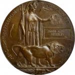 CANADA. World War I Fallen Soldier Uniface Bronze Medal, ND (ca. 1920). UNCIRCULATED Details.