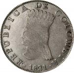 COLOMBIA. Cundinamarca. 8 Reales, 1821-Ba JF. Bogota Mint. PCGS Genuine--Cleaned, EF Details.