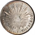 MEXICO. 8 Reales, 1886-Ga JS. Guadalajara Mint. NGC MS-64+.