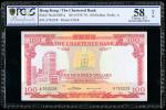 1970-75年渣打银行「红屋」100元，编号A763228，PCGS Banknote Grading 58OPQ