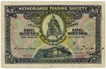 BANKNOTES. CHINA - FOREIGN BANKS.  Netherlands Trading Society: $5, 1 January 1909, serial no.013,56