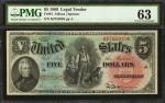Fr. 64. 1869 $5 Legal Tender Note. PMG Choice Uncirculated 63.