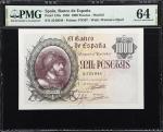 SPAIN. Banco de Espana. 1000 Pesetas, 1940. P-125a. PMG Choice Uncirculated 64.