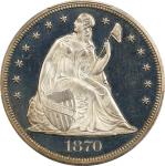 1870 Liberty Seated Silver Dollar. Proof-65 Deep Cameo (PCGS).