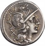 ROMAN REPUBLIC. Atilius Saranus. AR Denarius (3.84 gms), Rome Mint, 155 B.C. CHOICE VERY FINE.