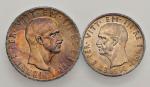 Savoia coins and medals Vittorio Emanuele III (1900-1946) Albania - 10 e 5 Lek 1939 - AG Lotto di du