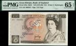 Bank of England, J. B. Page, £10, ND (1975-80), serial number A01 000054, brown, Elizabeth II at rig