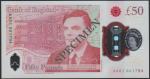 Bank of England, £50, 23 June 2021, serial number AA01 001794, red, Queen Elizabeth II at right and 