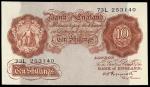 Bank of England, Kenneth Oswald Peppiatt (1934-1949), 10 shillings, ND (1948), serial number 73L 253