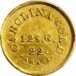 Undated (1842-1850) August Bechtler $5. K-28. Rarity-6. 128.G., 22. CARATS. AU-55 (PCGS).
