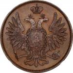 1849-CNM年俄罗斯5科比铜样币。圣彼得堡铸币厂。(t) RUSSIA. Copper 5 Kopeks Pattern Novodel, 1849-CNM. St. Petersburg Min