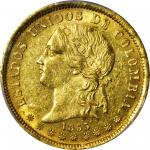 COLOMBIA. 1863 20 Pesos. Bogotá mint. Restrepo M336.2. AU-58 (PCGS).