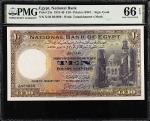 EGYPT. National Bank of Egypt. 10 Pounds, 1937. P-23a. PMG Gem Uncirculated 66 EPQ.