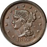 1853 Braided Hair Cent. N-18. Rarity-1. Grellman State-a. MS-65BN (PCGS).