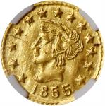 1855 California Gold Token. Round 1/4. Liberty / Bear #2b. MS-67 (NGC).