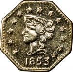 1853 California "Gold" Charm. Octagonal. Liberty Head / Wreath #4D. Mint State (Uncertified).