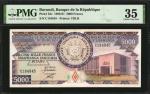 BURUNDI. Banque de la Republique du Burundi. 5000 Francs, 1989-91. P-32c. PMG Choice Very Fine 35.