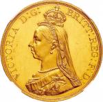 Great Britain. 1887. Gold. NGC PF62 CAMEO NO INITIALS. AUProof. 5Pound. Victoria Jubilee Head Gold P