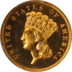 1885 Three-Dollar Gold Piece. JD-1, the only known dies. Rarity-4+. Proof-67 Cameo (PCGS).