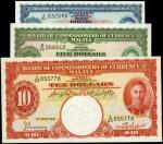 1941年马来亚货币发行局1元、5元及10元。