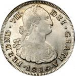 COLOMBIA. 1816-F 8 Reales. Popayán mint. Ferdinand VII (1808-1833). Restrepo 120.10. AU Detail — Cle