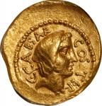 JULIUS CAESAR. AV Aureus (7.93 gms), Rome Mint; A. Hirtius, praetor, 46 B.C. ANACS EF-45.