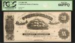 T-9. Confederate Currency. 1861 $20. PCGS Currency Gem New 66 PPQ.