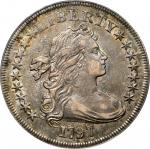 1797 Draped Bust Silver Dollar. BB-73, B-1. Rarity-3. Stars 9x7, Large Letters. AU-50 (PCGS).