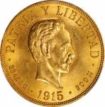 CUBA. 20 Pesos, 1915. Philadelphia Mint. PCGS MS-63.