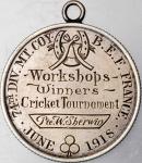 Engraved World War I Cricket Award Fashioned out of a French 50 Centimes.  