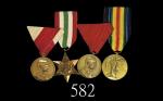 欧洲战时铜质奖章四枚，配绶带。均近未使用European bronze war medals, group of 4. SOLD AS IS/NO RETURN. All AU (4pcs)