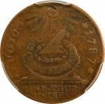 1787 Fugio Cent. Pointed Rays. Newman 15-Y, W-6915. Rarity-2. STATES UNITED, 8-Pointed Stars on Labe