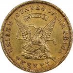 1853 United States Assay Office of Gold $20. K-18. Rarity-2. 900 THOUS. Unc Details--Rim Damage (PCG