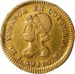 ECUADOR. Escudo, 1833-QUITO GJ. Quito Mint. PCGS AU-53.