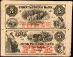 Sullivan, Illinois. Pork Packers Bank. ND (18xx). Uncut Pair $3-$5. Very Fine.