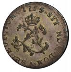 1755/4-A Sou Marque. Paris Mint. Vlack-35c. Rarity-7. First Semester. AU-55 (PCGS).