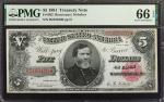 Fr. 362. 1891 $5 Treasury Note. PMG Gem Uncirculated 66 EPQ.