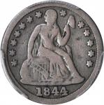 1844 Liberty Seated Dime. Fortin-102. Rarity-4. VG-10 (PCGS).