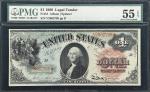 Fr. 18. 1869 $1 Legal Tender Note. PMG About Uncirculated 55 EPQ.
