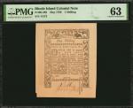RI-292. Rhode Island. May 1786. 1 Shilling. PMG Choice Uncirculated 63.