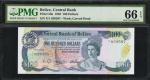 BELIZE. Central Bank of Belize. 100 Dollars, 1983. P-50a. PMG Gem Uncirculated 66 EPQ.