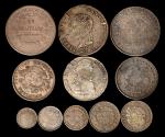 BOLIVIA. Group of Silver Denominations (11 Pieces), 1830-1899. Average Grade: FINE.